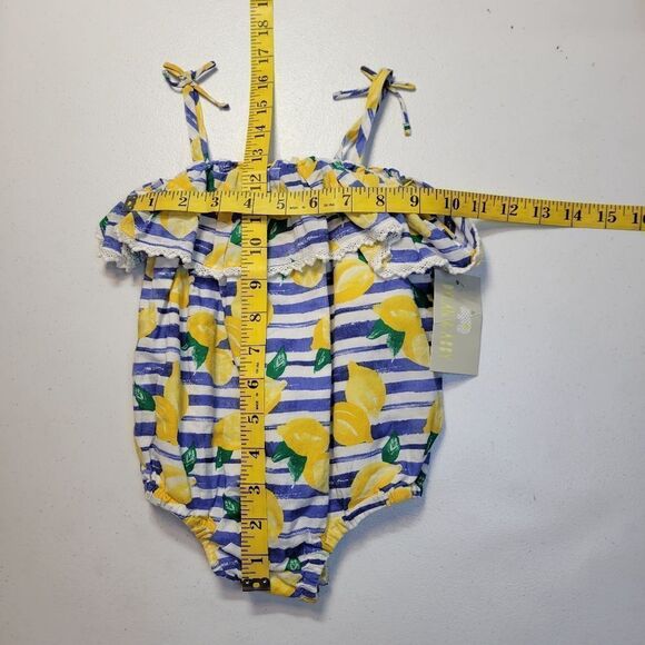 Dylan & Abby Blue Stripes Yellow Lemon Bubble Romer Cotton Girls 18mo NEW - Picture 11 of 12